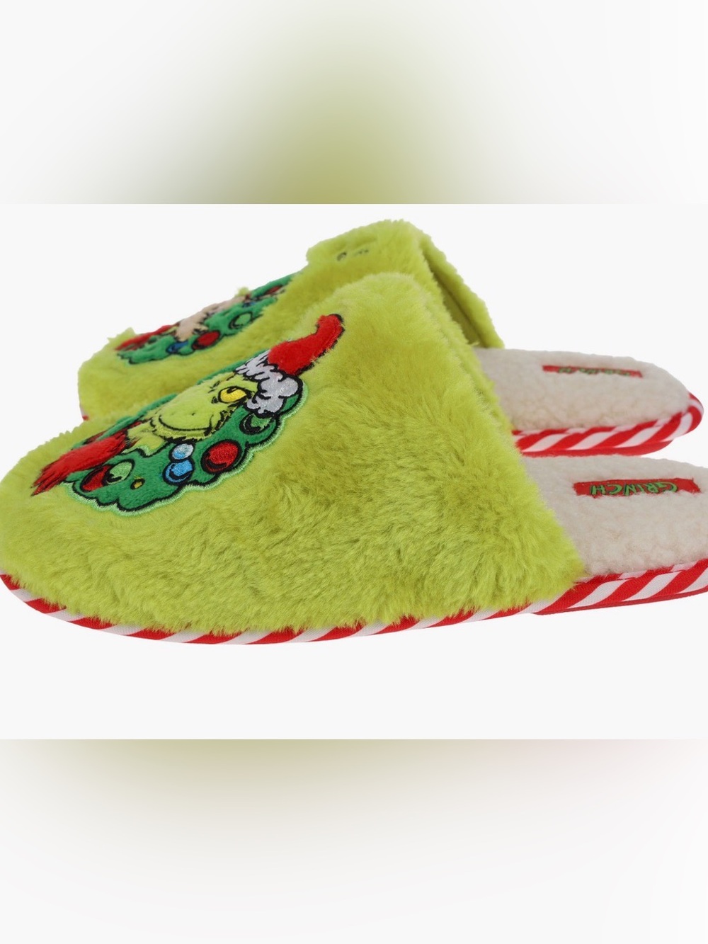 🎄Kids Grinch Fuzzy Holiday Slippers. Size 13/1 M